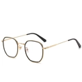Lunettes de soleil hexagonales rétro en métal doré et noir pour un look élégant - Lentille Simple Noire Dorée