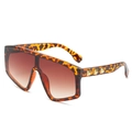 Oversized tortoise shell wrap sunglasses with gold pyramid studs and brown gradient lenses - Leopard Frame / Tea Lens