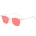 Classic retro square sunglasses with transparent frames and vibrant pink lenses - Transparent Frame Ocean Red