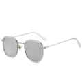 Lunettes de soleil hexagonales en métal argenté avec verres gris clair rétro - Monture Argent Verres Miroir Blanc