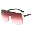 Oversized gradient red rimless sunglasses with gold top bar and stud accents - Gold Frame Gradient Purple