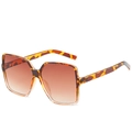 Klassieke vierkante oversized zonnebril met schildpadmotief en bruine verloopglazen - Luipaard Frame / Theekleurige Lenzen