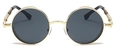 Steampunk round sunglasses with gold metal frame and dark lenses for a retro look - Gold Frame Black Grey