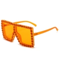 Oversized square sunglasses in transparent orange with rhinestone-encrusted frame - Yellow Frame Yellow Rhinestones