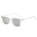 Classic retro square sunglasses with transparent frames and silver mirrored lenses - Transparent Frame Silver Mirror