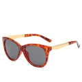 Klassische Retro-Sonnenbrille mit Schildpattmuster, Goldbügeln und grauen Gläsern - Roter Schildpattrahmen Graue Gläser