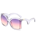 Oversized sunglasses with purple gradient lenses and transparent light violet frames - Purple Frame Purple Pink Lens
