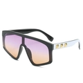 Oversized black frame sunglasses with purple gradient lenses and gold studs - Black Frame Purple Yellow Lens