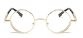 Steampunk round sunglasses with gold metal frame and decorative textured rims - Gold Frame White Lens