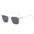 Classic square sunglasses with transparent frames, dark grey lenses and metal rivet details - Transparent Frame Grey Lens