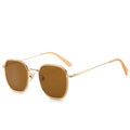 Lunettes de soleil carrées rétro avec monture dorée et verres bruns style moderne - En stock / Régulier (TVA 13 % incluse) monture dorée avec verres thé unis