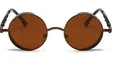 Steampunk round sunglasses with bronze metal frames and dark brown lenses - Tea Frame Tea Lens