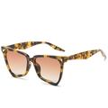 Fashionable tortoise shell oversized cat eye sunglasses with gradient brown lenses - Leopard Frame Gradient Tea Lens