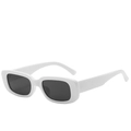 Modern white rectangular frame sunglasses with dark black lenses for a trendy look - White Frame Gray Lens