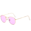 Vintage polygonal sunglasses with thin gold metal frame and transparent purple lenses - Ready Stock / Standard (Incl. 13% VAT) Gold Frame Purple Lenses
