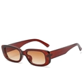 Retro rectangular sunglasses with amber brown frame and brown gradient lenses - Tea Frame Tea Lens