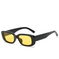 Retro rectangular sunglasses with thick black frame and vibrant yellow lenses - Black Frame Yellow Lens