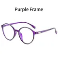 Lunettes anti-lumière bleue rétro avec monture ronde en résine violette transparente - Monture Violette