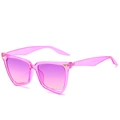 Lunettes de soleil polygonales avec monture rose transparente et verres dégradés violets - Monture Violette / Verres Violets