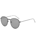 Classic retro round oval sunglasses with thin black metal frame and gray tinted lenses - One Size / Black Frame Grey Lens