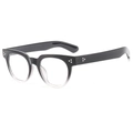 Retro Rundbrille mit schwarz-grauem Farbverlauf und silbernen Ziernieten am Gestell - Schwarz Weiß Verlauf Klare Linse