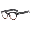 Retro-Brillengestell mit Farbverlauf Schwarz zu Tortoise und silbernen Nieten - Schwarz Schildpatt Split Klare Linse