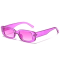 Stylish square frame sunglasses in transparent pink color with a trendy retro Y2K design - Purple Frame / Purple Lens