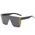 Lunettes de soleil oversize à sommet plat avec verres foncés et accents métalliques - Monture Noir Or Verres Noirs