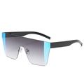 Lunettes de soleil masque oversize avec verres dégradés gris et détails bleus - Monture Noir Bleu Verres Gris