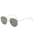 Vintage polygonal sunglasses with light gold metal frame and dark gray lenses - Gold Frame Grey Lens