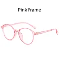 Vintage round pink transparent eyeglasses frame with anti-blue light clear lenses - Pink Frame