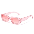 Fashionable rectangle sunglasses with transparent pink frame and matching tinted lenses - Pink Frame / Pink Lens