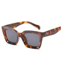 Lunettes de soleil carrées en écailles avec verres foncés et rivets métalliques - Monture Écaille Verres Gris