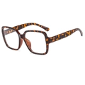 Classic tortoise shell square frame glasses for men and women shown from a 45-degree angle - Demi/White Lens