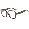 Classic large square frame glasses in translucent brown with durable plastic material - Transparent Grey Frame Clear Lens