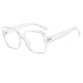 Minimalist clear square frame eyewear with transparent TR90 structure and metal hinges - Shiny Transparent/Clear Lens