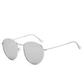 Retro oval sunglasses with silver metal frame and mirrored lenses for a chic fashion look - One Size / Silver Frame White Mirror Lens