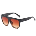 Retro oversized flat top sunglasses with leopard print frames and brown gradient lenses - Black & Tortoise Frame Tea Gradient Lens