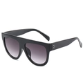 Flat top black oversized sunglasses with gradient lenses and triple metal stud detail - Black Frame Gray Gradient Lens