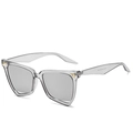 Trendy irregular cat-eye sunglasses with transparent grey geometric frames and gold studs - Grey Frame White Mercury