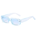 Fashionable square sunglasses with transparent light blue frame and gradient lenses - Transparent Blue Frame Blue Lens