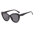 Modische schwarze Cat-Eye Sonnenbrille mit dickem Rahmen und UV-Schutz-Gläsern - Glänzend Schwarzer Rahmen Graue Gläser
