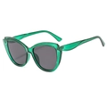 Stylish cat-eye sunglasses with transparent green frames and dark grey lenses for women - Transparent Green Frame Gray Lens