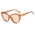 Modische Oversized Cat-Eye-Sonnenbrille in Bernsteinbraun mit dickem Rahmen für Damen - Hellbraun / Tee-Gläser
