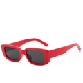 Retro rectangle sunglasses with glossy red frames and dark lenses for women - Red Frame Grey Lens