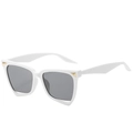 Irregular white oversized sunglasses with dark grey lenses and gold triangle detail - White Frame Gray Lens