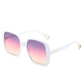 White square frame sunglasses with purple-orange gradient lenses and gold accents - One Size / White Frame Purple Pink Lens