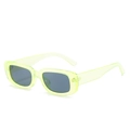Trendy rectangular sunglasses with neon green translucent frames and dark lenses - Neon Green Frame Grey Lens