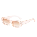 Modern rectangle sunglasses featuring translucent pink orange frames and gradient lenses - Champagne Frame Double Tea Lens