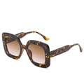 Lunettes de soleil oversize rétro avec monture écaille foncée et verres dégradés - Monture Léopard Verres Marron Dégradés